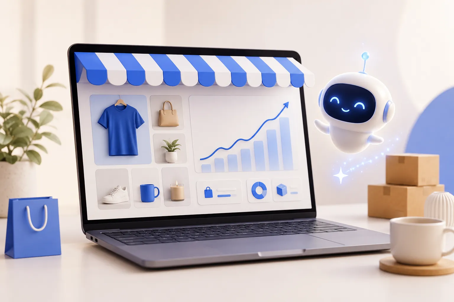 Illustration : lancer un business en ligne avec l'IA quand on débute